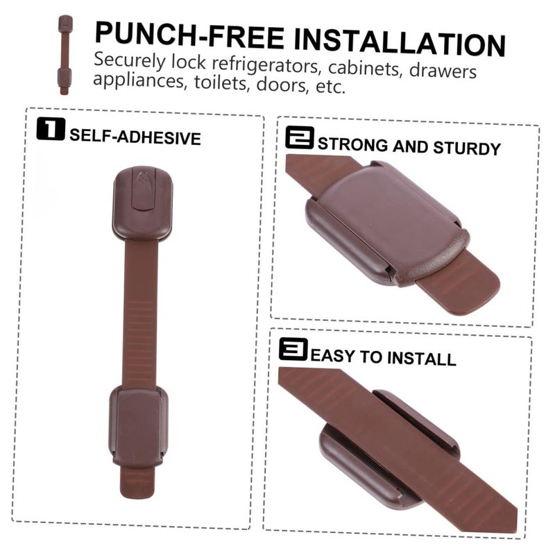 8 Pieces Child Safety Cabinet and Refrigerator Locks Anti Pinch Brown for Home Childproofing - Image 4