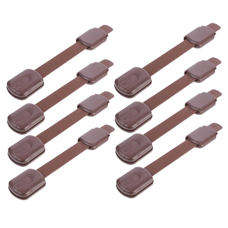 8 Pieces Child Safety Cabinet and Refrigerator Locks Anti Pinch Brown for Home Childproofing - Image 2
