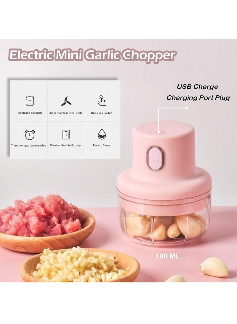 Captaintech Electric Garlic Chopper Press, 100ML Mini Portable Garlic Mincer Mini Wireless, Wireless Food Processor Chopper Processor for Garlic/Ginger/Chili/Onions - Image 2