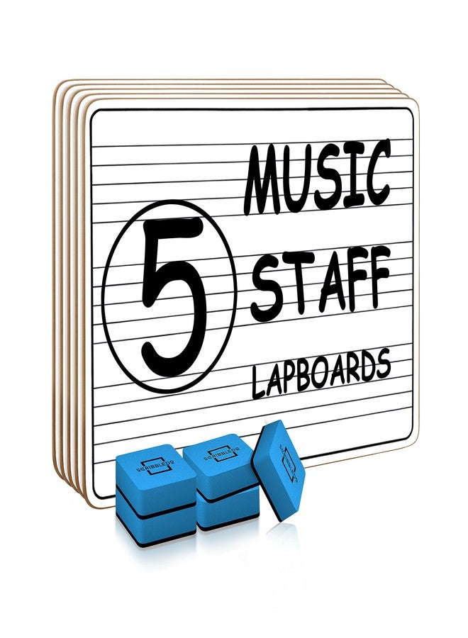 Scribbledo 5 Pack Dry Erase Music Staff White Boards 9" X 12 Inch Lapboard Double Sided Musical Notes whiteboard for Kids Students, Musicians and Home (5 Erasers Included) - Image 1