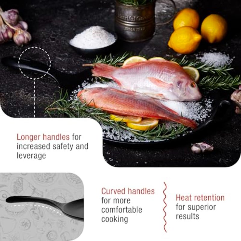 Cast Iron Pan Comal Griddle Seasoned with 100% Kosher Certified Non GMO Flaxseed Oil, 12", Black - Image 4