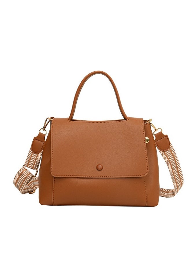 Women's Versatile Solid Color Crossbody Bag, Ladies Large Capacity Shoulder Bag Side Bag Carry Bag College Bag Shopping Bag, Campus PU Leather Handbag Tote Bags Clutch Bag for Girls/College Dtudents - Image 1