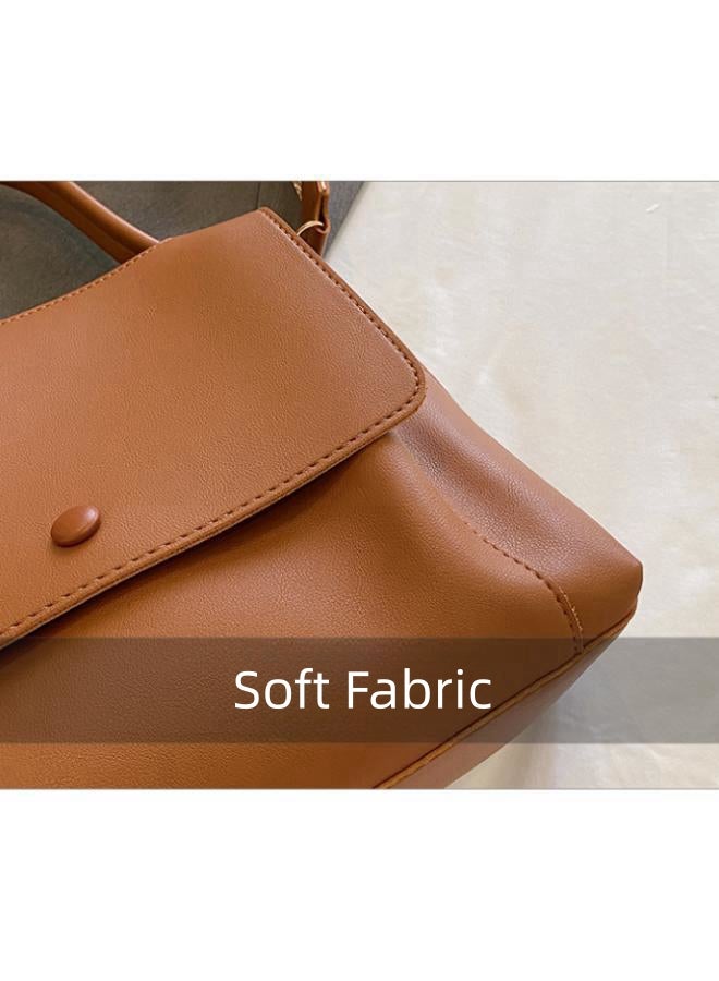 Women's Versatile Solid Color Crossbody Bag, Ladies Large Capacity Shoulder Bag Side Bag Carry Bag College Bag Shopping Bag, Campus PU Leather Handbag Tote Bags Clutch Bag for Girls/College Dtudents - Image 5