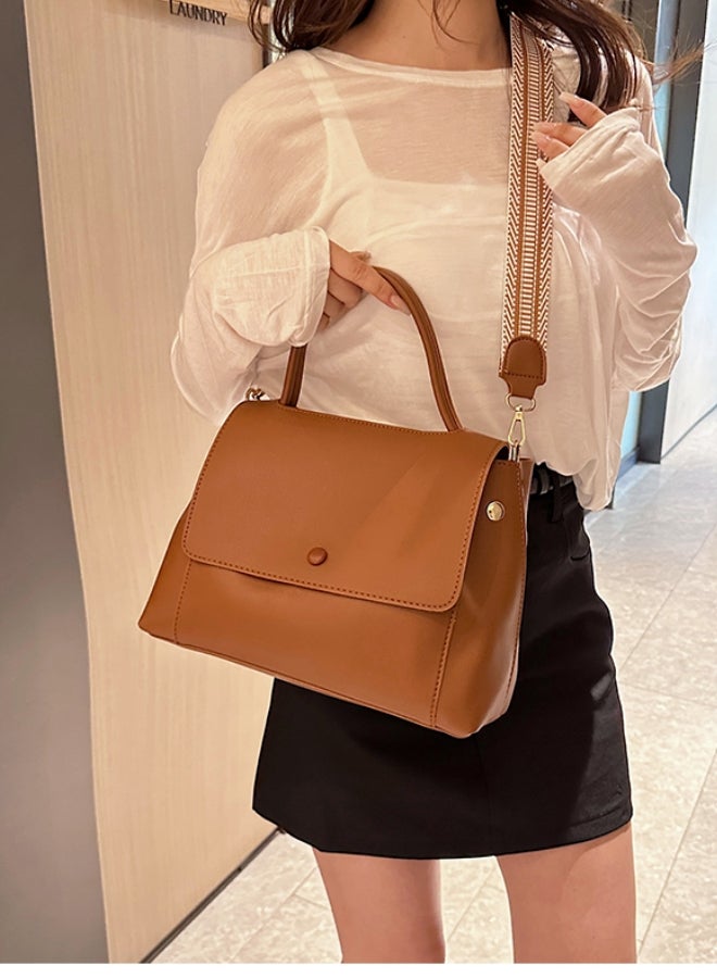 Women's Versatile Solid Color Crossbody Bag, Ladies Large Capacity Shoulder Bag Side Bag Carry Bag College Bag Shopping Bag, Campus PU Leather Handbag Tote Bags Clutch Bag for Girls/College Dtudents - Image 2