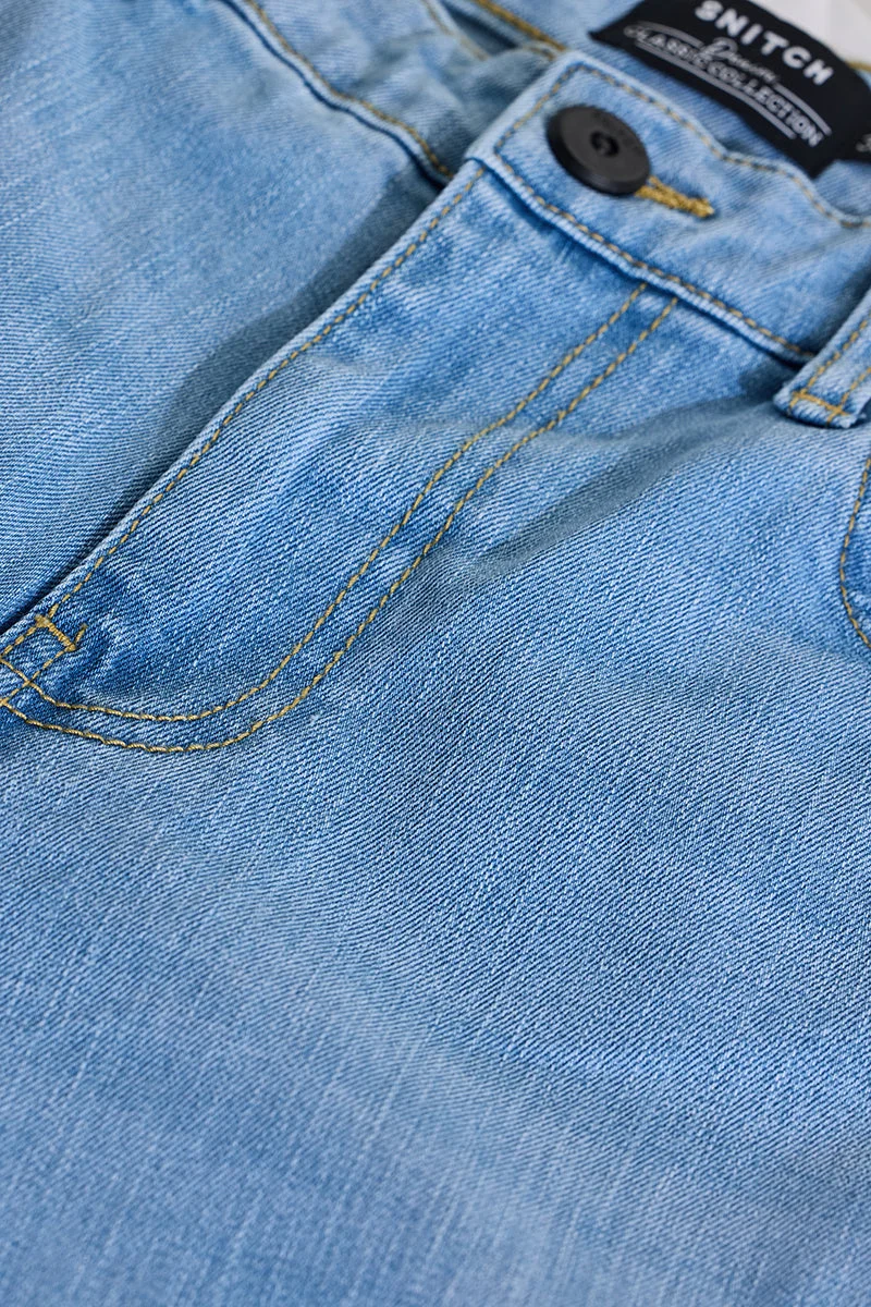 SNITCH Light Blue Mid Rise Straight Fit Jeans