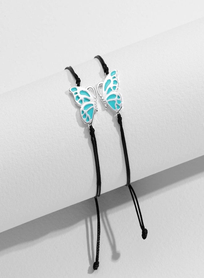 RS Matching Butterfly Mother Mom Daughter Bracelets Set for 2 Mother's Day Valentines Christmas Jewelry Gifts for Women Girls Silver - Image 2