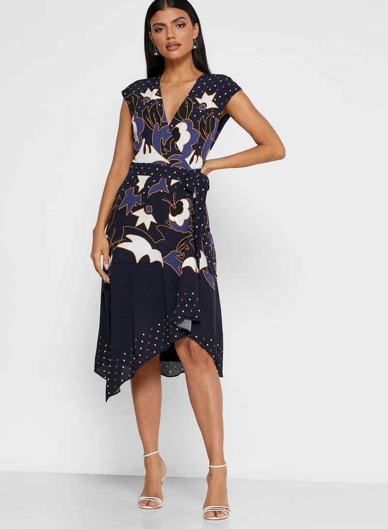 Ted Baker Saretti Asymmetric Printed Dress