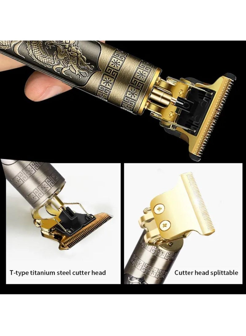 DIGI CORE USB Hair Trimmer Baldheaded Cutter Beard Shaving Carving Tool Cutting Machine Golden - Image 2