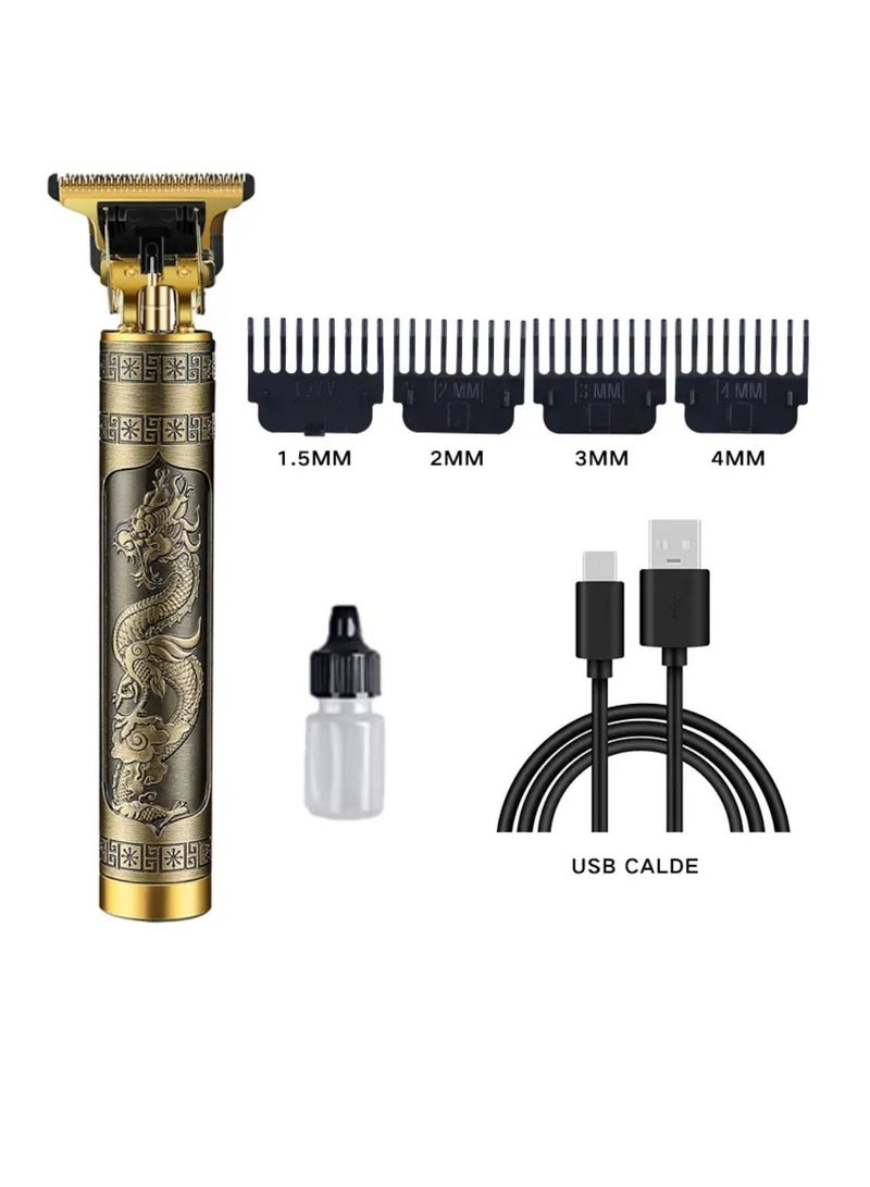 DIGI CORE USB Hair Trimmer Baldheaded Cutter Beard Shaving Carving Tool Cutting Machine Golden - Image 1