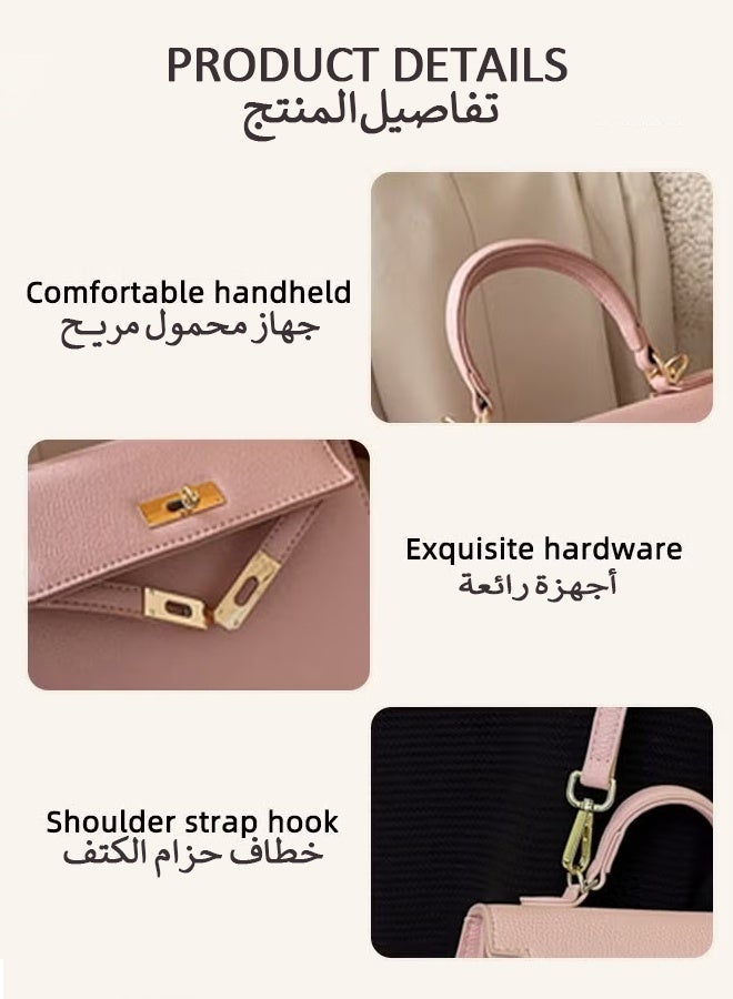 Warme Women's Satchel Handbag Shoulder bag  for Women Crossbody Bags Top Handle Satchel with Detachable Strap Luxury Tote Work Bag PU Fashion Designer Handbags Purses For Playing, Shopping, Dating,Work(Pink) - Image 5