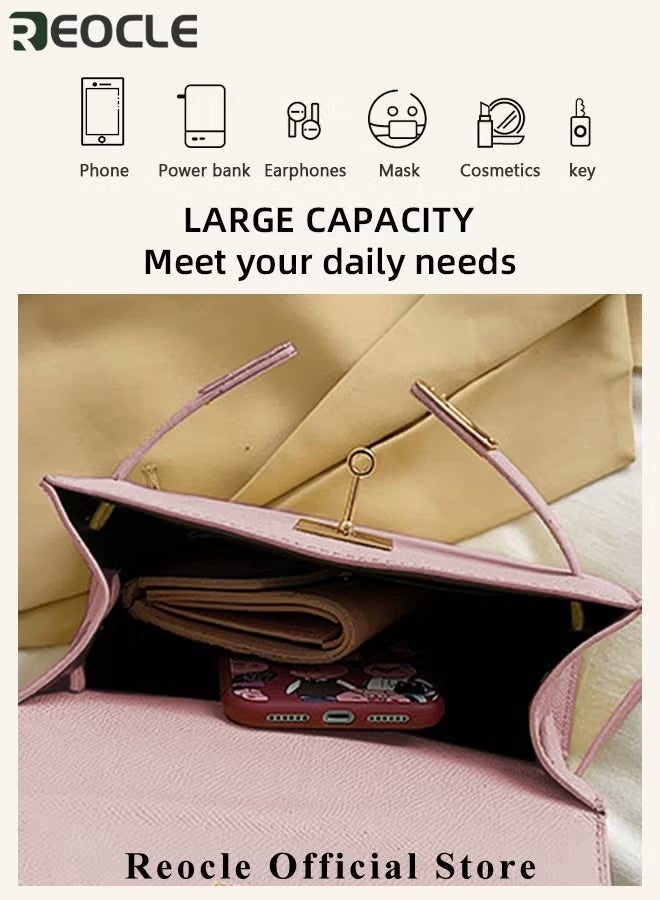 Warme Women's Satchel Handbag Shoulder bag  for Women Crossbody Bags Top Handle Satchel with Detachable Strap Luxury Tote Work Bag PU Fashion Designer Handbags Purses For Playing, Shopping, Dating,Work(Pink) - Image 4
