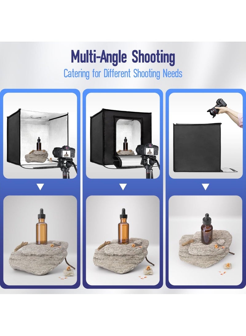 والالا صندوق إضاءة USB قابل للطي للتصوير الفوتوغرافي، صندوق إضاءة استوديو تصوير كبير 40 سم، كشك تصوير احترافي قابل للتعتيم مع 5 خلفيات لتصوير المجوهرات والأطعمة والمنتجات - Image 4
