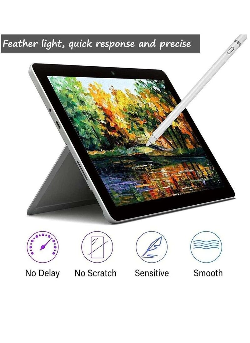 Active Stylus Pen for ipad Touch Screens, Digital Stylist Pencil, Compatible with iOS/Android, 1.5mm Fine Point for Tablet Drawing Writing(White)