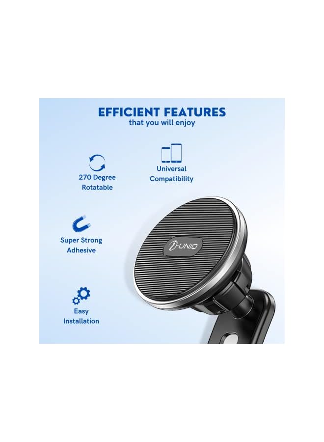 PROMASS Car Phone Holder, Magnetic Mobile Holder for Car with Telescopic Adjustable Arm, Universal Magnetic Car Mobile Holder with Super Powerful Suction for Dashboard and Windshield (Black) - Image 3