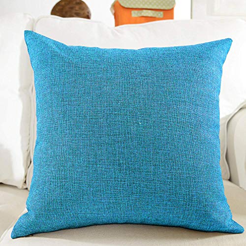 Khooti Jute Cushion Cover, Throw Pillow Cover for Couches, Chairs, Sofas, Beds, Coffee Tables, Living Rooms, Bedrooms, Modern Boho Design, 24x24 Inch, Bondi Blue, | Set of 2 - Image 1