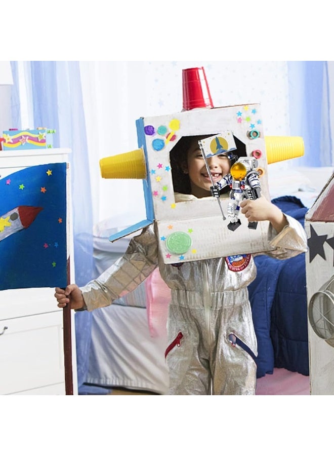 Sienon مجموعة ألعاب رواد الفضاء من SIENON للأطفال والبالغين - 229 قطعة من مكعبات البناء لشخصية رائد فضاء تحمل العلم مع مفاصل متحركة، مجموعة بناء فضائية من ألعاب STEM، مجموعة بناء مدينة الفضاء - Image 2