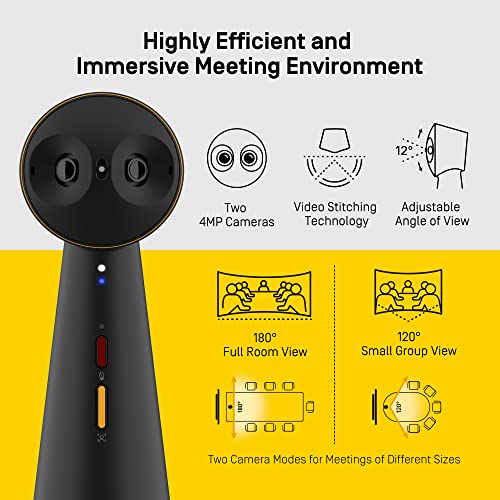 IPEVO Totem 180 4K Panoramic Video Conference Camera w/ 180° & 120° View, Premium Webcam, Full Room Coverage, AI Auto Framing, Noise Reduction Mics, Plug-and-Play USB-C, Remote Hybrid Learning - Image 3
