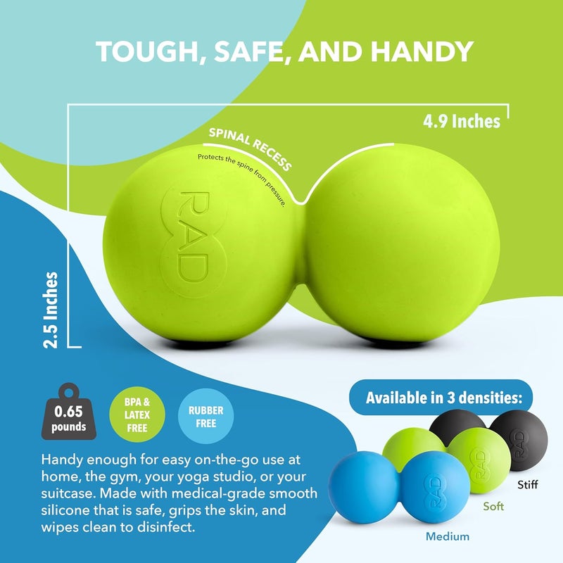 RAD Soft Peanut Massage Ball  Low Density Yoga Deep Tissue Roller Ball  Myofascial Release for Back Neck Feet Psoas  Spine  Suboccipital  Thoracic Trigger Point Therapy - Image 4