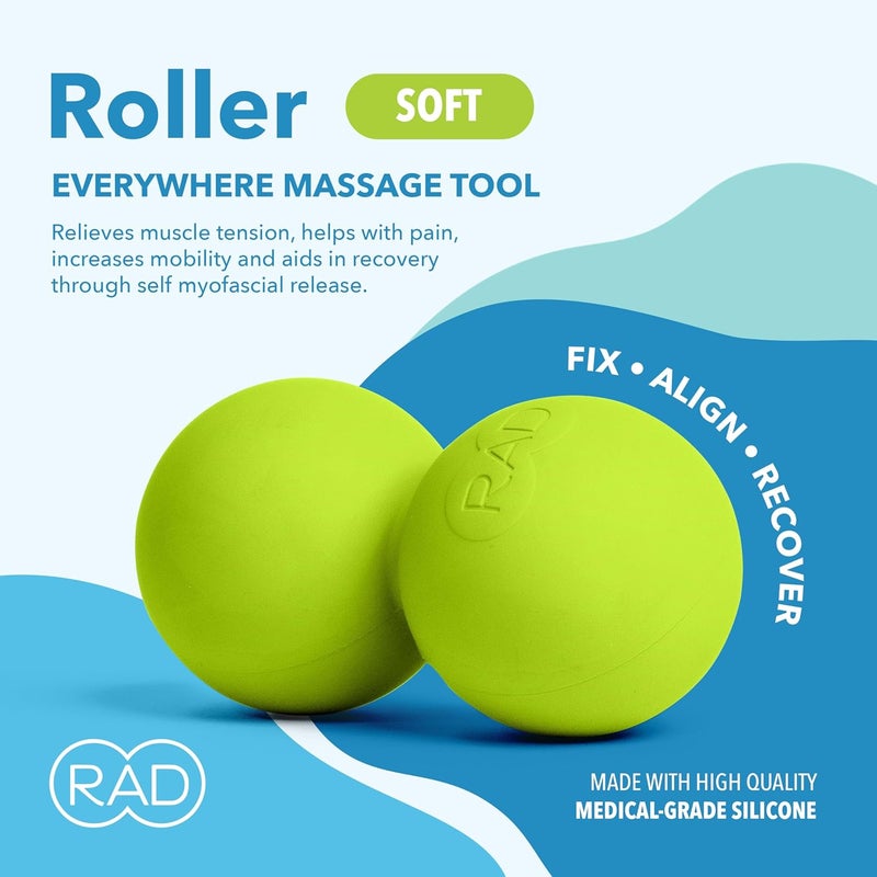RAD Soft Peanut Massage Ball  Low Density Yoga Deep Tissue Roller Ball  Myofascial Release for Back Neck Feet Psoas  Spine  Suboccipital  Thoracic Trigger Point Therapy - Image 2