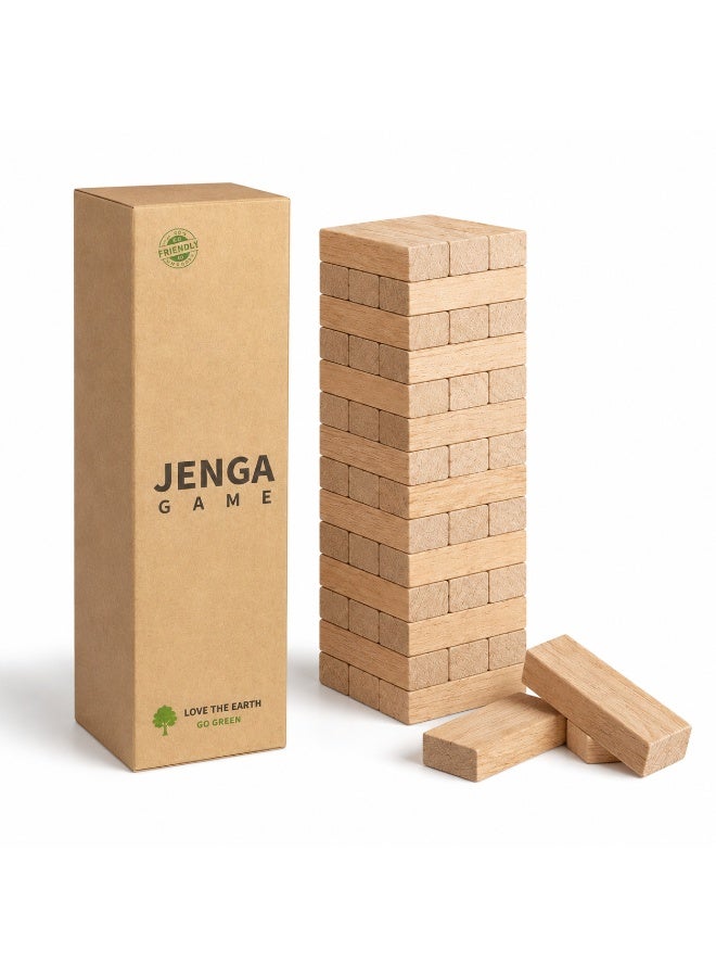 Wooden Jenga Game Set - Classic Stacking Tower Blocks for Family & Parties, Eco-Friendly Packaging - Image 1