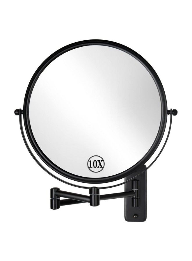 DECLUTTR 9" Wall Mounted Makeup Mirror 1X/10X Magnifying Mirror Doublesided Large Size 360° Swivel Makeup Mirror With Magnification Extendable Wall Magnifying Mirror For Bathroom Black - Image 2