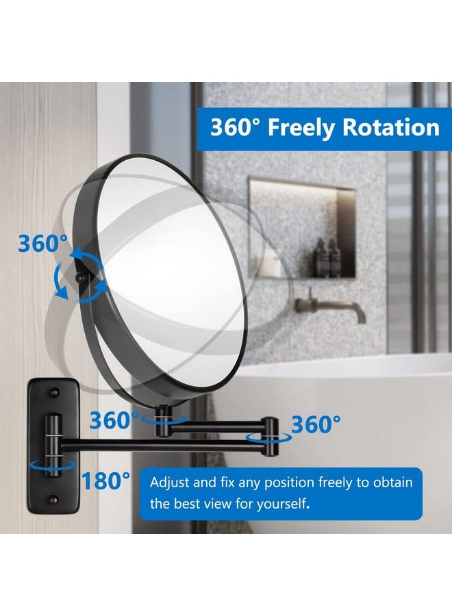 DECLUTTR 9" Wall Mounted Makeup Mirror 1X/10X Magnifying Mirror Doublesided Large Size 360° Swivel Makeup Mirror With Magnification Extendable Wall Magnifying Mirror For Bathroom Black - Image 4