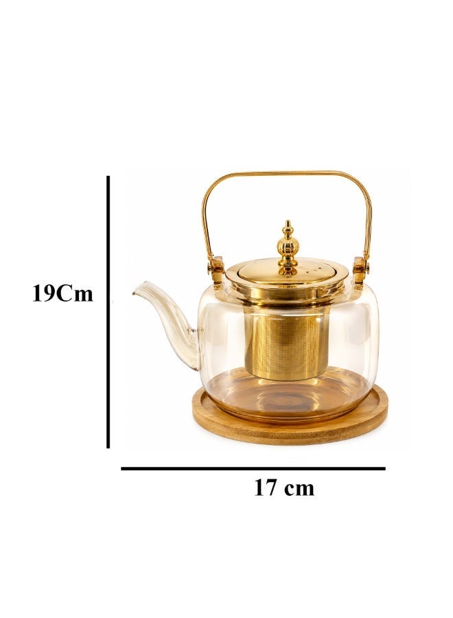 Reko Glass Teapot Stovetop with, Borosilicate Clear Tea Kettle with Removable 18/8 Stainless Steel Infuser, Teapot Blooming and Loose Leaf Tea Maker Tea Brewer for Camping, Travel (750ml) - Image 4