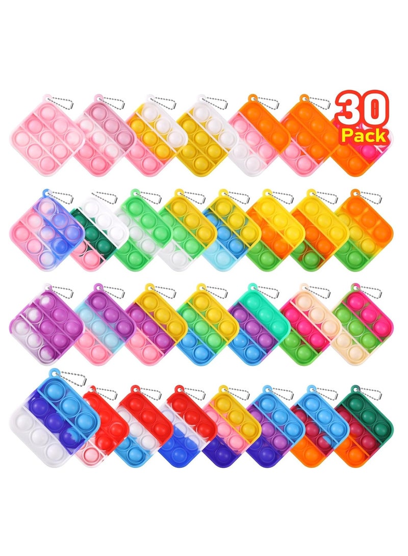 DURKU 30 Pcs Kids Party Favors Fidget Toys, Mini Pop Keychain Sensory Toy, Bulk Party Favors Bubble Keychain Stress Reliever Toy for Kid Adults - Image 1