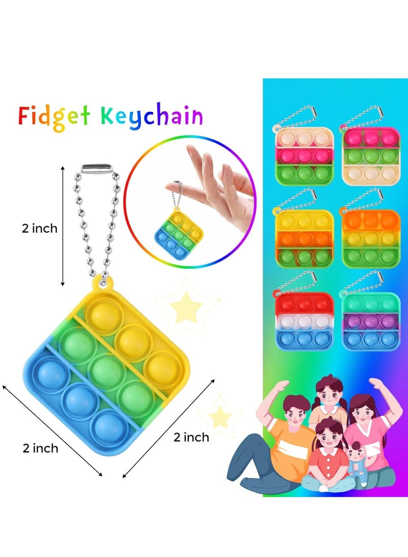 DURKU 30 Pcs Kids Party Favors Fidget Toys, Mini Pop Keychain Sensory Toy, Bulk Party Favors Bubble Keychain Stress Reliever Toy for Kid Adults - Image 2