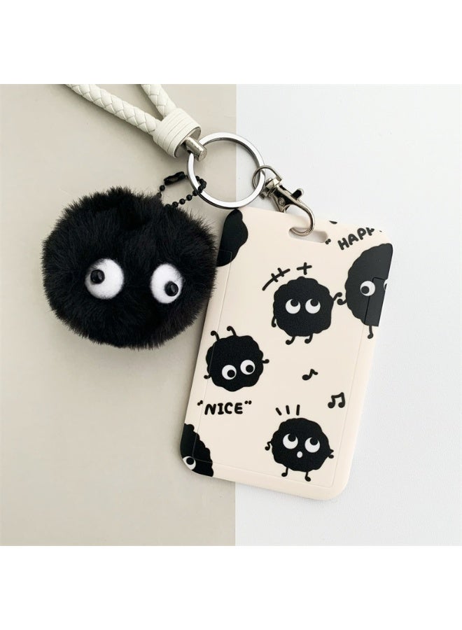 NIBEMINENT 1 - Piece Black Coal Balls Kpop Photo Card Holder Pendant Key Chain ID Badge Holder ID Card Holder Photo Card Protector for School ID Office ID Access Card for Women Girls - Image 2