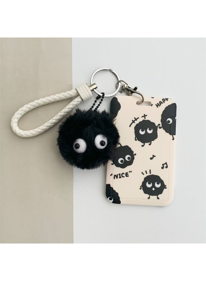 NIBEMINENT 1 - Piece Black Coal Balls Kpop Photo Card Holder Pendant Key Chain ID Badge Holder ID Card Holder Photo Card Protector for School ID Office ID Access Card for Women Girls - Image 1