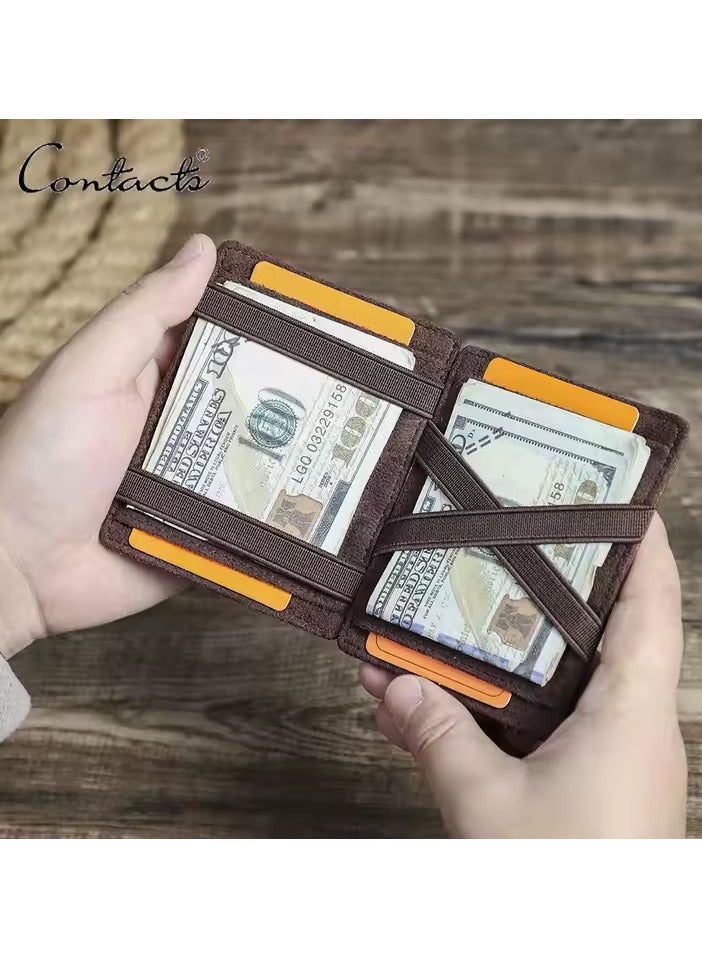 كونتاكتس محفظة سحرية حاملة بطاقات ائتمان للرجال مع محفظة عملات معدنية + صندوق هدايا - محفظة رجالية متينة للغاية مدمجة بتقنية RFID - حامل بطاقات ائتمان  - Image 1
