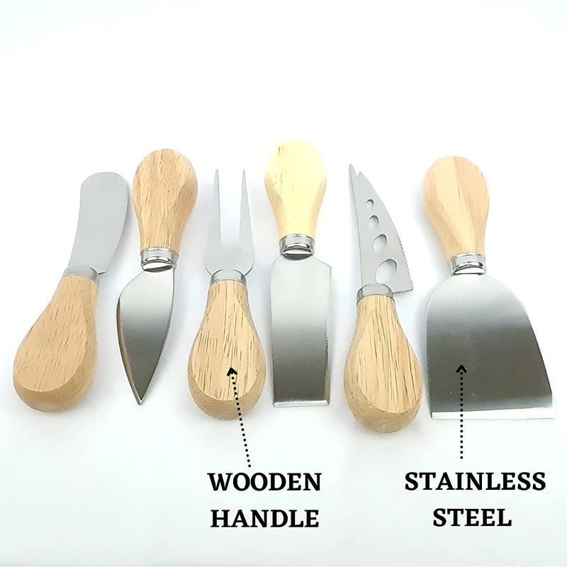 6 Cheese Knives Set with Bamboo Handle and Stainless Steel - Image 2