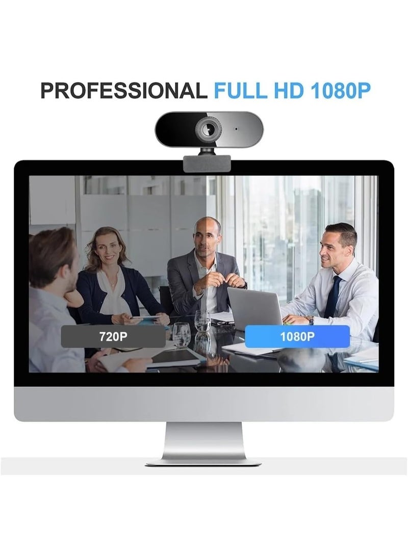 1080P HD USB Webcam with Microphone – Autofocus Streaming Camera for PC & Laptop – Noise Reduction for Zoom, Video Calls & Online Meetings - Image 3