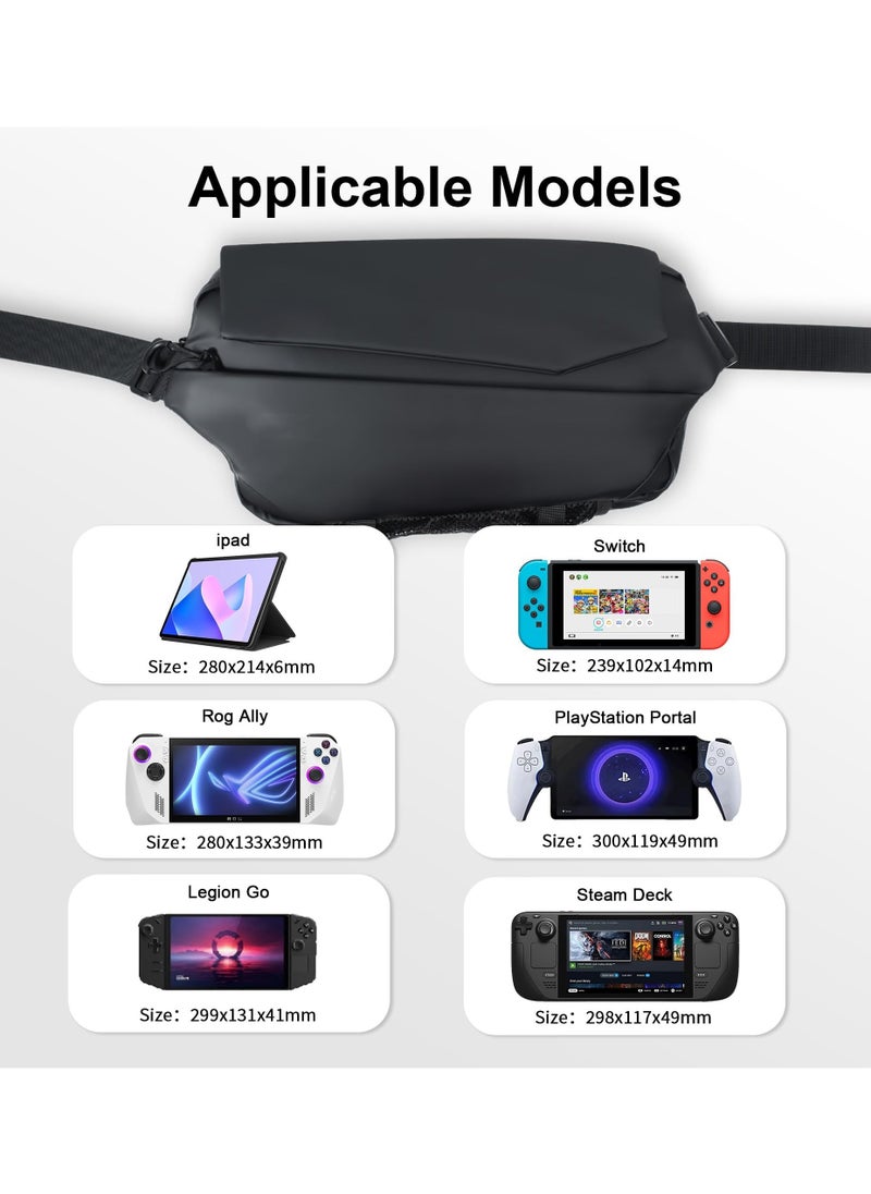 Carrying Case for PlayStation Portal/ROG Ally/Steam Deck/OLED/Lenovo Legion Go/Switch, Protective Portable Waterproof Travel Bag with Multi-Pockets for PS Portal Remote Player