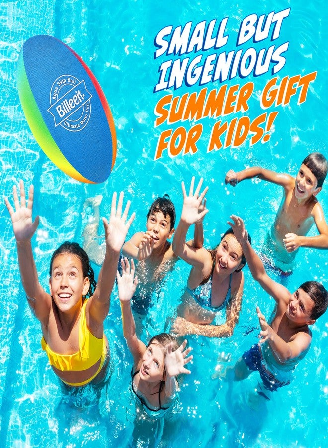 Billeeit Water Skipping Balls Set for Pool Play, Include 1 Rugby, 2 Balls and 2 Discs, Rainbow Color Splash Water Bouncing Balls, Fun Beach Toys & Games for Kids 3+ 4-8-12 and Adults - Image 5
