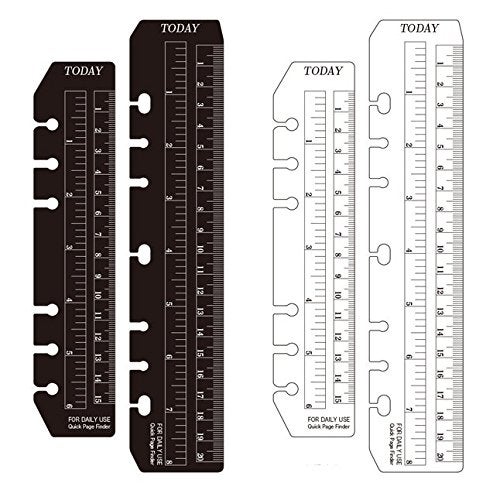 Chris.W hwojjha 2Pcs Black/Clear Plastic Page Marker Pouch Pagefinder Measuring Today Ruler for A5 Size 6-Hole Binder Notebook (A5, Black + Clear) - Image 4