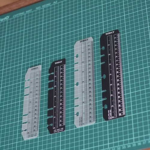 Chris.W hwojjha 2Pcs Black/Clear Plastic Page Marker Pouch Pagefinder Measuring Today Ruler for A5 Size 6-Hole Binder Notebook (A5, Black + Clear) - Image 3
