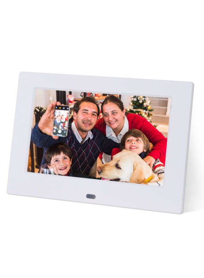 7 Inch Clock Electronic Alarm Clock Big Font Creative Digital Photo Frame Calendar Elderly Medicine Reminder-Color:7051 Clock Model [white] - Image 1