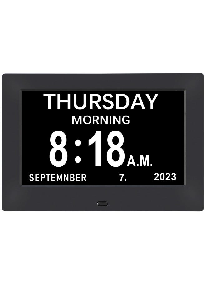 7 Inch Clock Electronic Alarm Clock Big Font Creative Digital Photo Frame Calendar Elderly Medicine Reminder-Color:7051 Clock Model [white] - Image 5