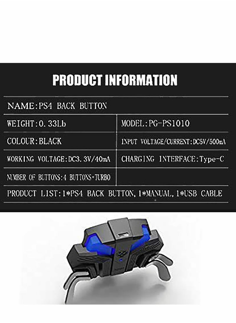 Controller Accessories for PS4, Back Button Attachment Adapter with Custom Mapping 4 Paddles Professional F.P.S Gaming, Gift Boys and Men