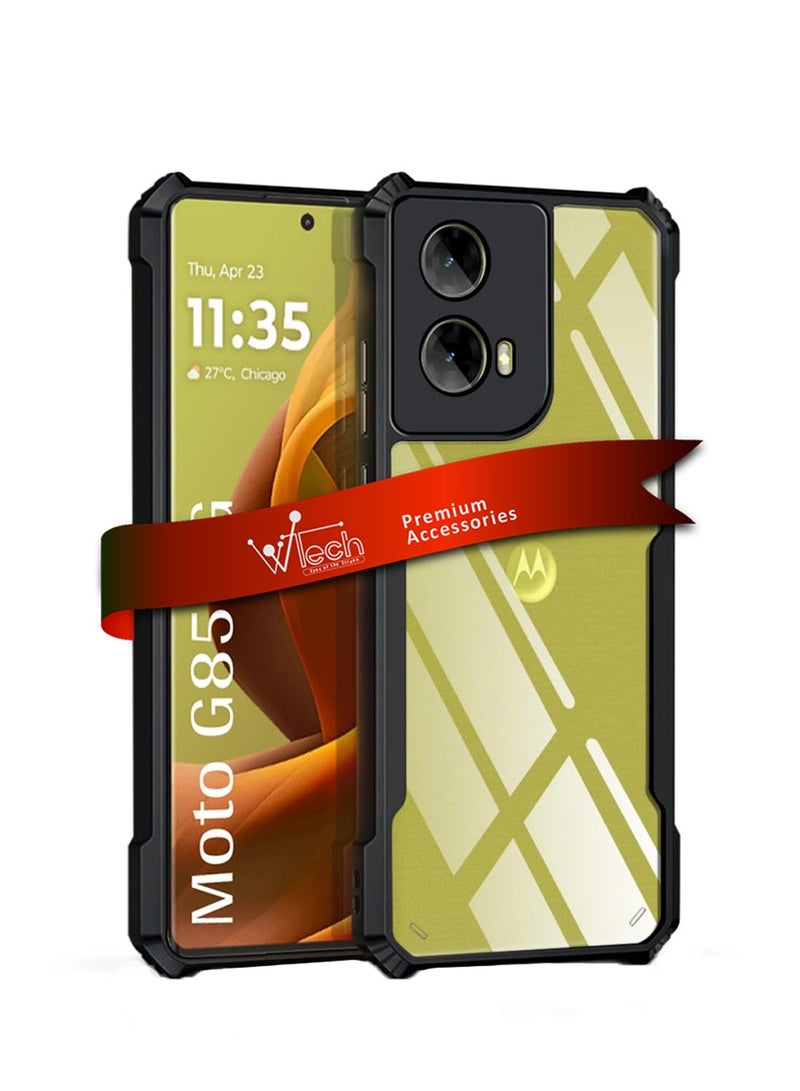 Wtech Motorola Moto G85 / Motorola S50 Neo / Motorola Edge 50 Fusion 5G 2024 Hybrid TPU Silicone with Raised Armour Bumpers Slim Case Cover - Black - Image 1