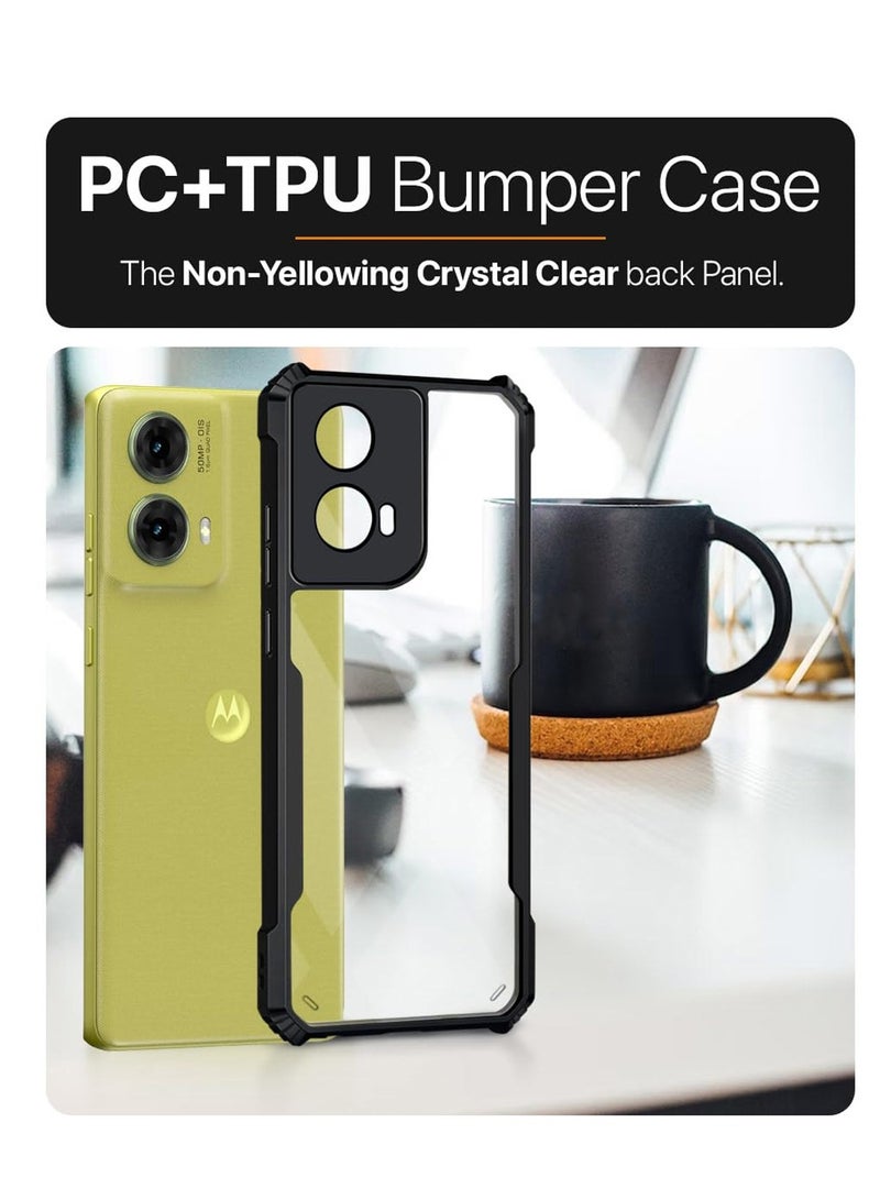 Wtech Motorola Moto G85 / Motorola S50 Neo / Motorola Edge 50 Fusion 5G 2024 Hybrid TPU Silicone with Raised Armour Bumpers Slim Case Cover - Black - Image 2