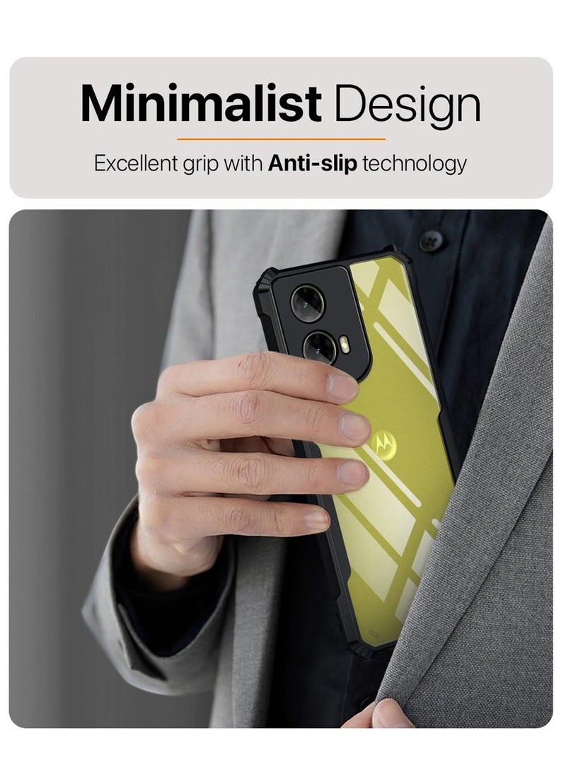 Wtech Motorola Moto G85 / Motorola S50 Neo / Motorola Edge 50 Fusion 5G 2024 Hybrid TPU Silicone with Raised Armour Bumpers Slim Case Cover - Black - Image 3