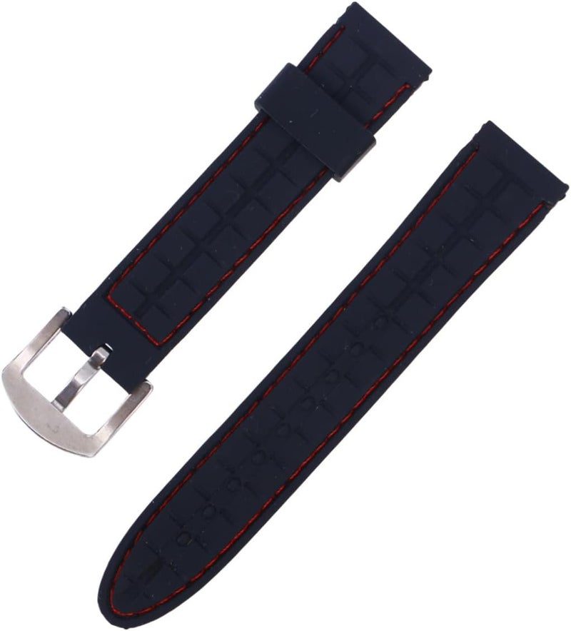 Silicone Watch Strap Breathable Sport Wristband Replacement for Men Women Fitness Swimming Climbing Black with Red Stitching - Image 1