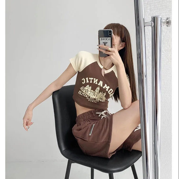 Unique Retro Short Top American Chic Hong Kong Style Sweet Spicy Girl Short-Sleeve T-Shirt For Women Summer With A Sense Of Design Niche - Image 5
