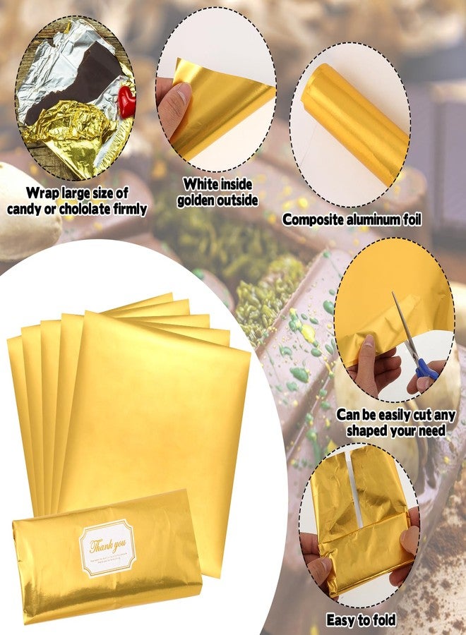 CODOHI COODHI 10” x 10” Large Dubai Chocolate Bar Pistachio Wrappers Packaging with Stickers, 100PCS Chocolate Bar Gold Aluminum Foil Wrapper for Candy, Granola Bar, Caramel - Image 3