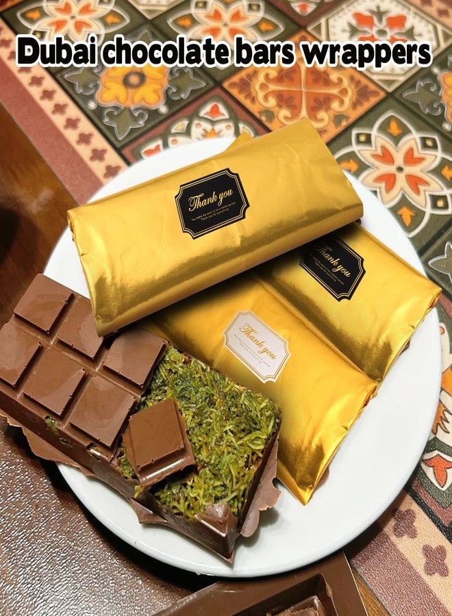 CODOHI COODHI 10” x 10” Large Dubai Chocolate Bar Pistachio Wrappers Packaging with Stickers, 100PCS Chocolate Bar Gold Aluminum Foil Wrapper for Candy, Granola Bar, Caramel - Image 4