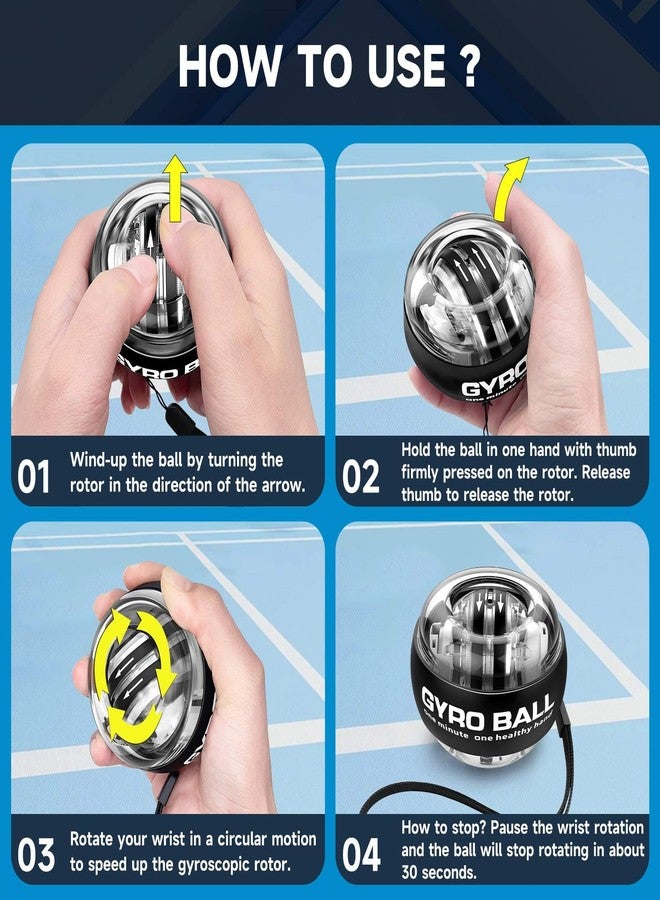 XMALL Plastic, Rubber Wrist Power Gyro Ball, Hand Forearm Strengthener, Wrist Trainer, Auto-Start (Black Without Light) - Image 4