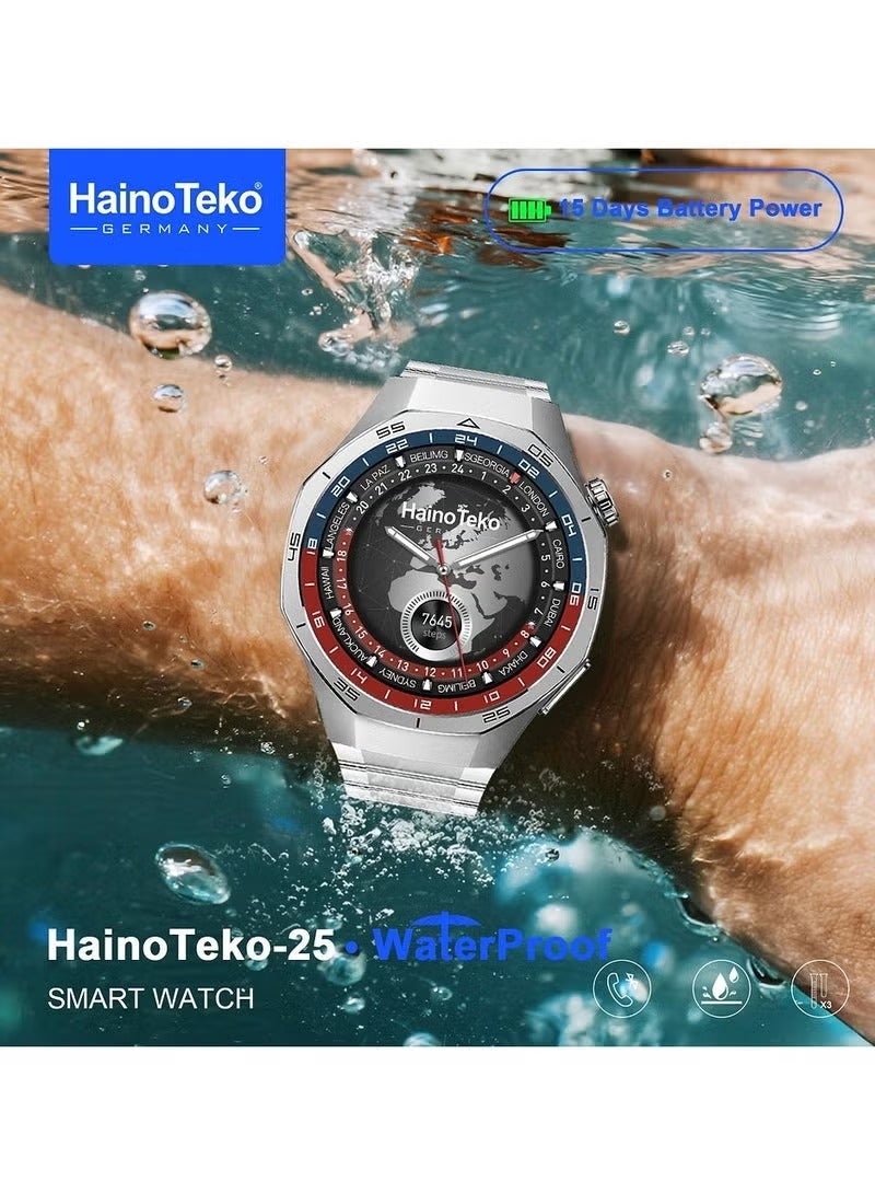 Haino Teko Hino Teko-25 Waterproof Smart Watch with AMOLED Display, 3 Interchangeable Straps, Voice Assistant, and Charging Cable Designed for Men, Multicolor - Image 2